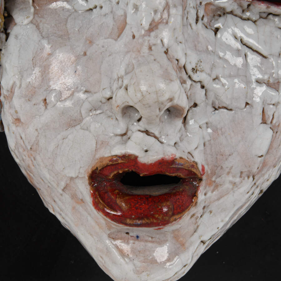 Figural Face Ceramic Sculpture-4