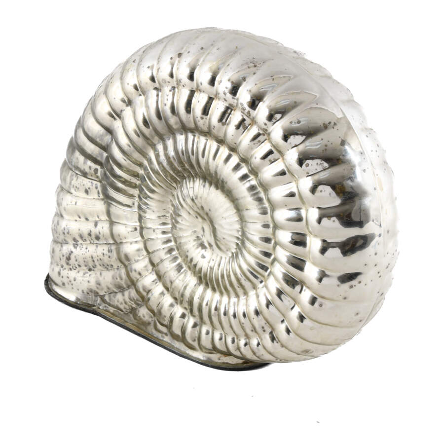Silver Metallic Decorative Art Glass Nautilus Sculpture-2