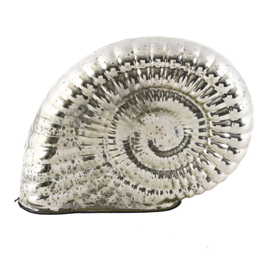 Silver Metallic Decorative Art Glass Nautilus Sculpture-1