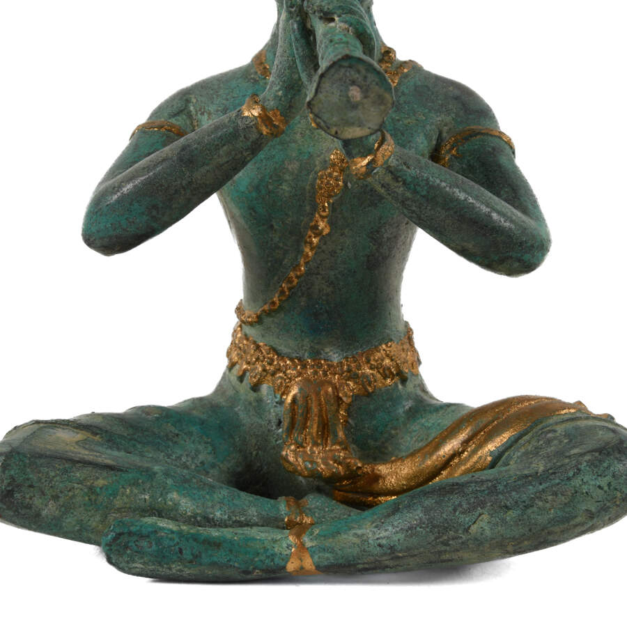 Thai Gilded Bronze Statue of a Horn Player-3