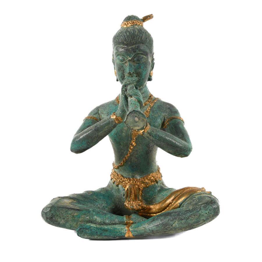 Thai Gilded Bronze Statue of a Horn Player-1