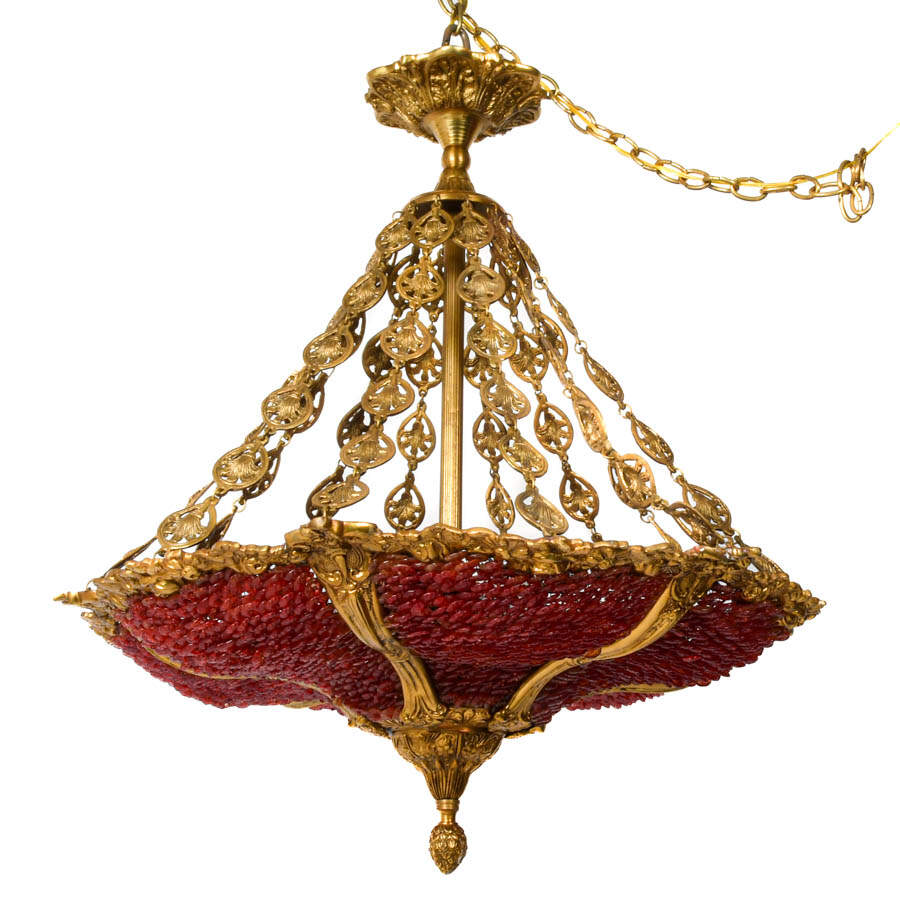Italian Bronze and Murano Glass Flowers Empire Chandelier-8
