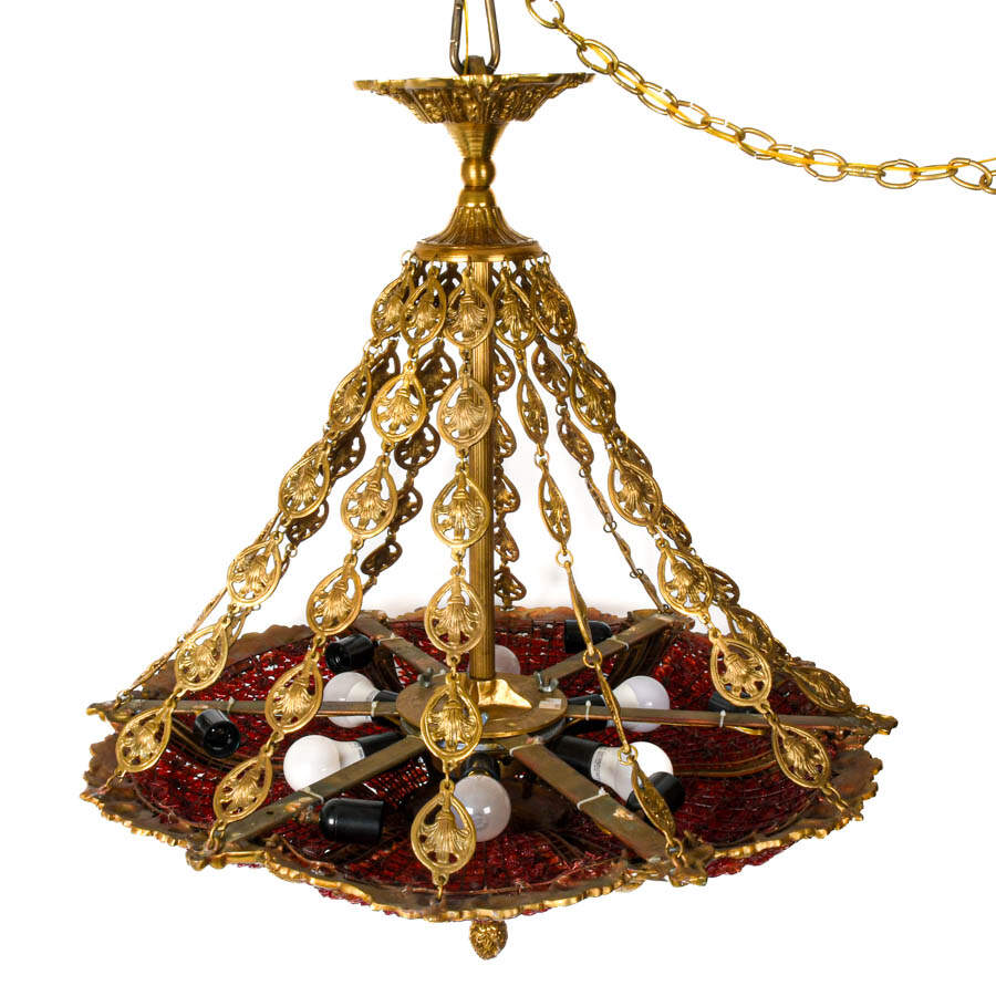 Italian Bronze and Murano Glass Flowers Empire Chandelier-7