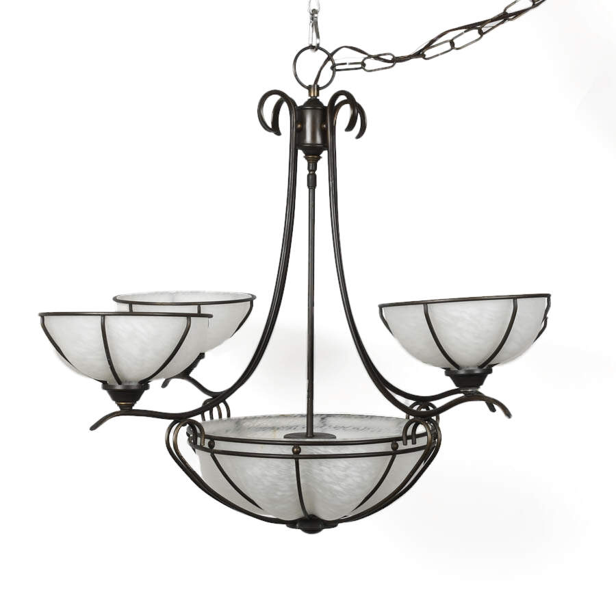 Molded Glass Five-Light Chandelier-1