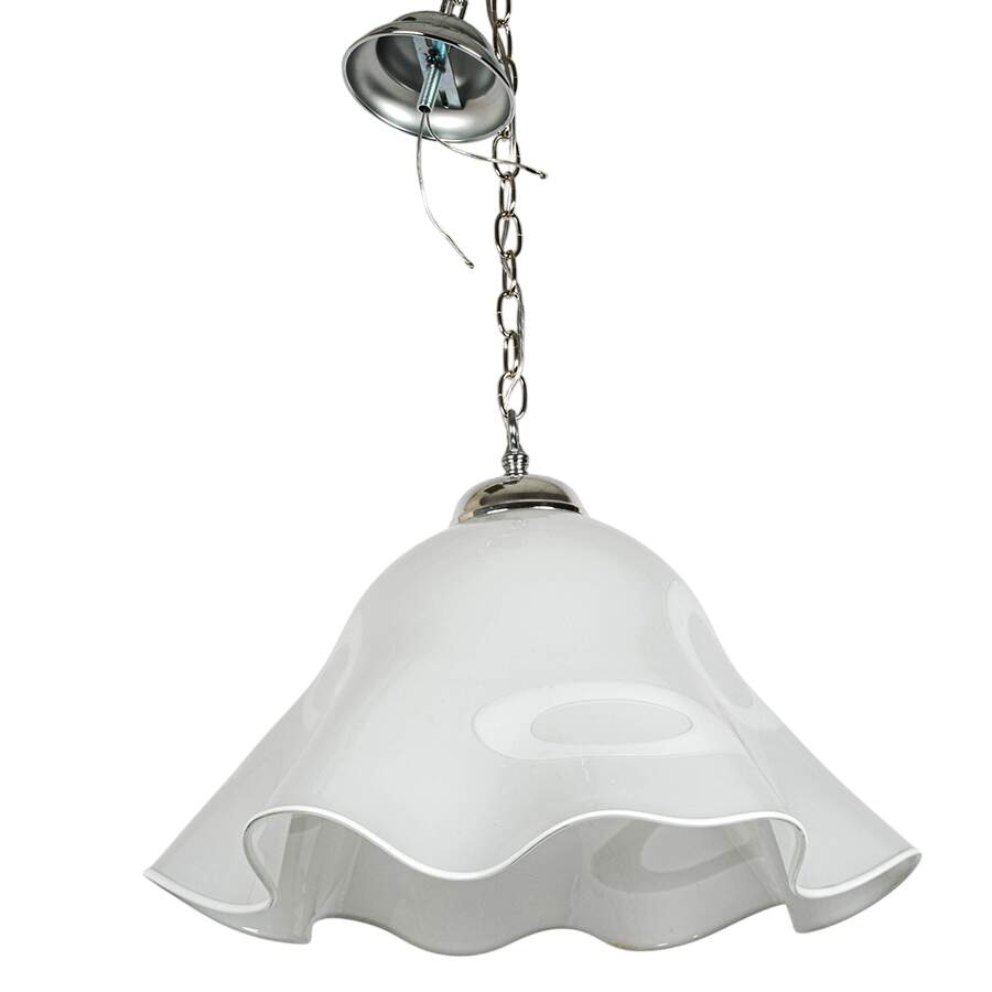 White Murano Glass Fazzoletto Hanging Light-3