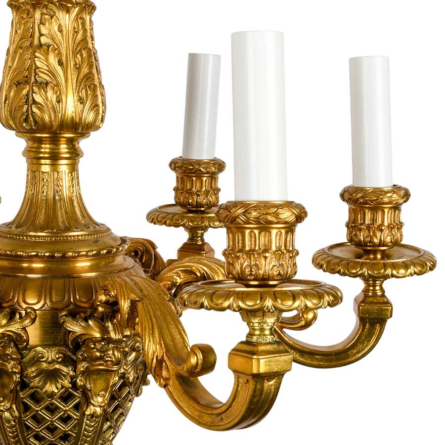 Louis XV-Style Six Arm Gilt Bronze Chandelier-5