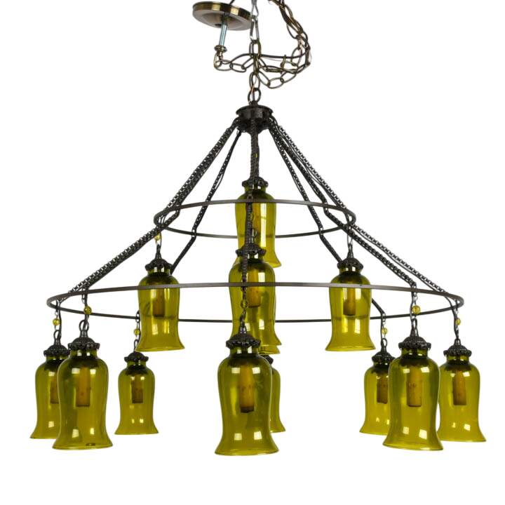 Spanish-Style Rustic Glass Hanging Chandelier-2