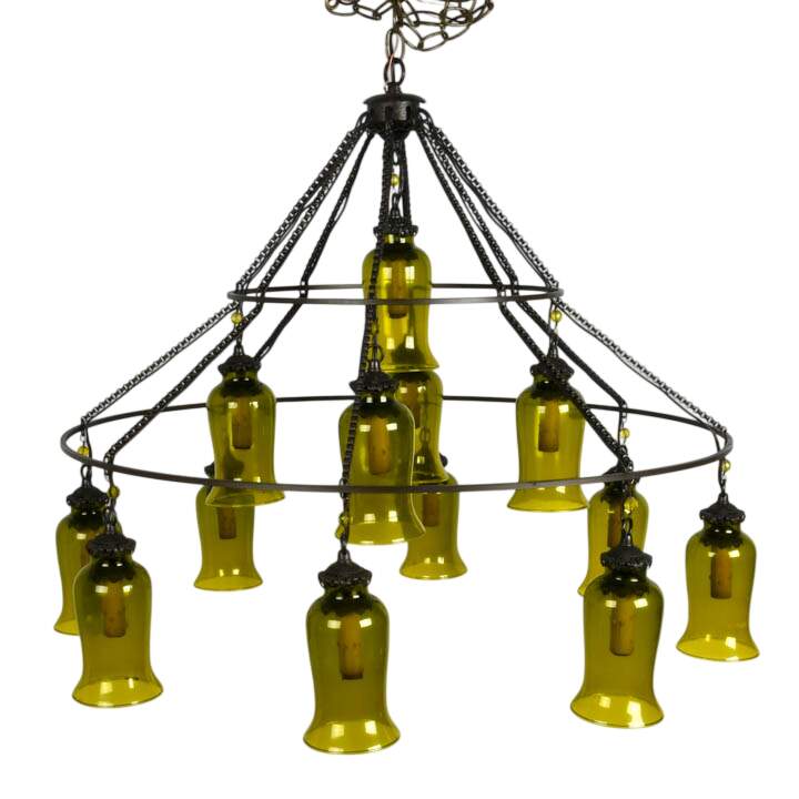 Spanish-Style Rustic Glass Hanging Chandelier-1