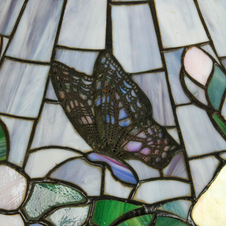 Floral and Butterfly Stained-Glass Pendant Light-4