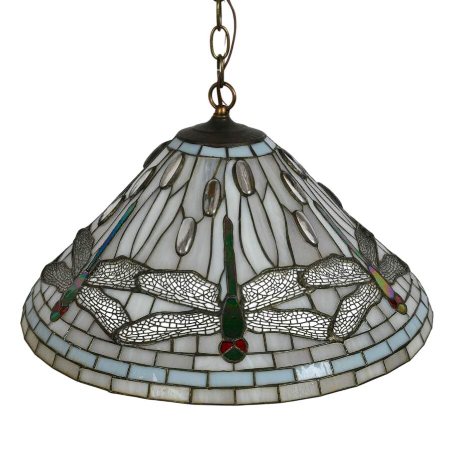 Tiffany-Style Stained-Glass Dragonfly Pendant Light-1