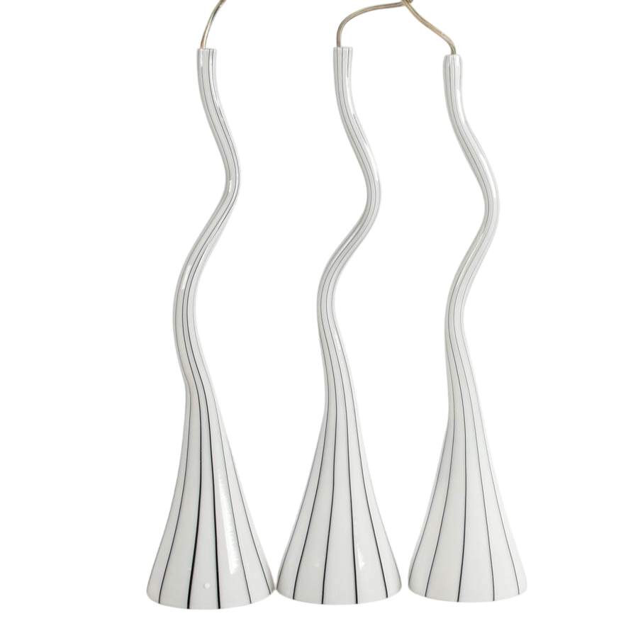 Striped Glass Pendant Chrome Lighting Fixture-1