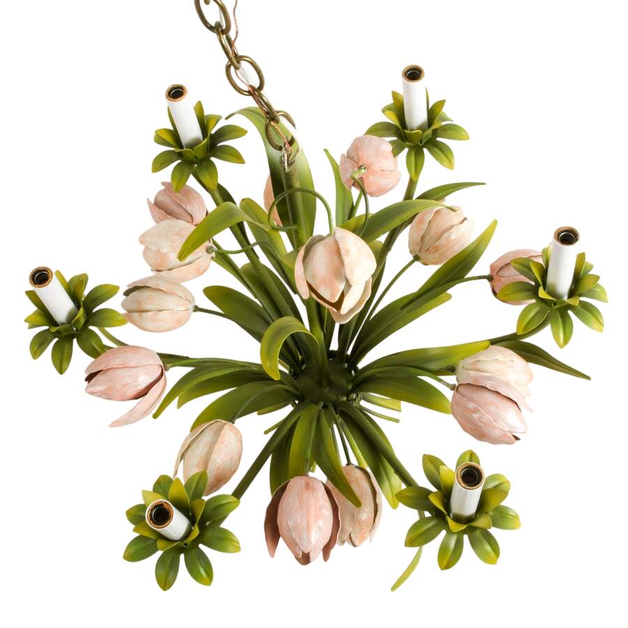 Italian Floral Tole Hanging Pendant Light-6