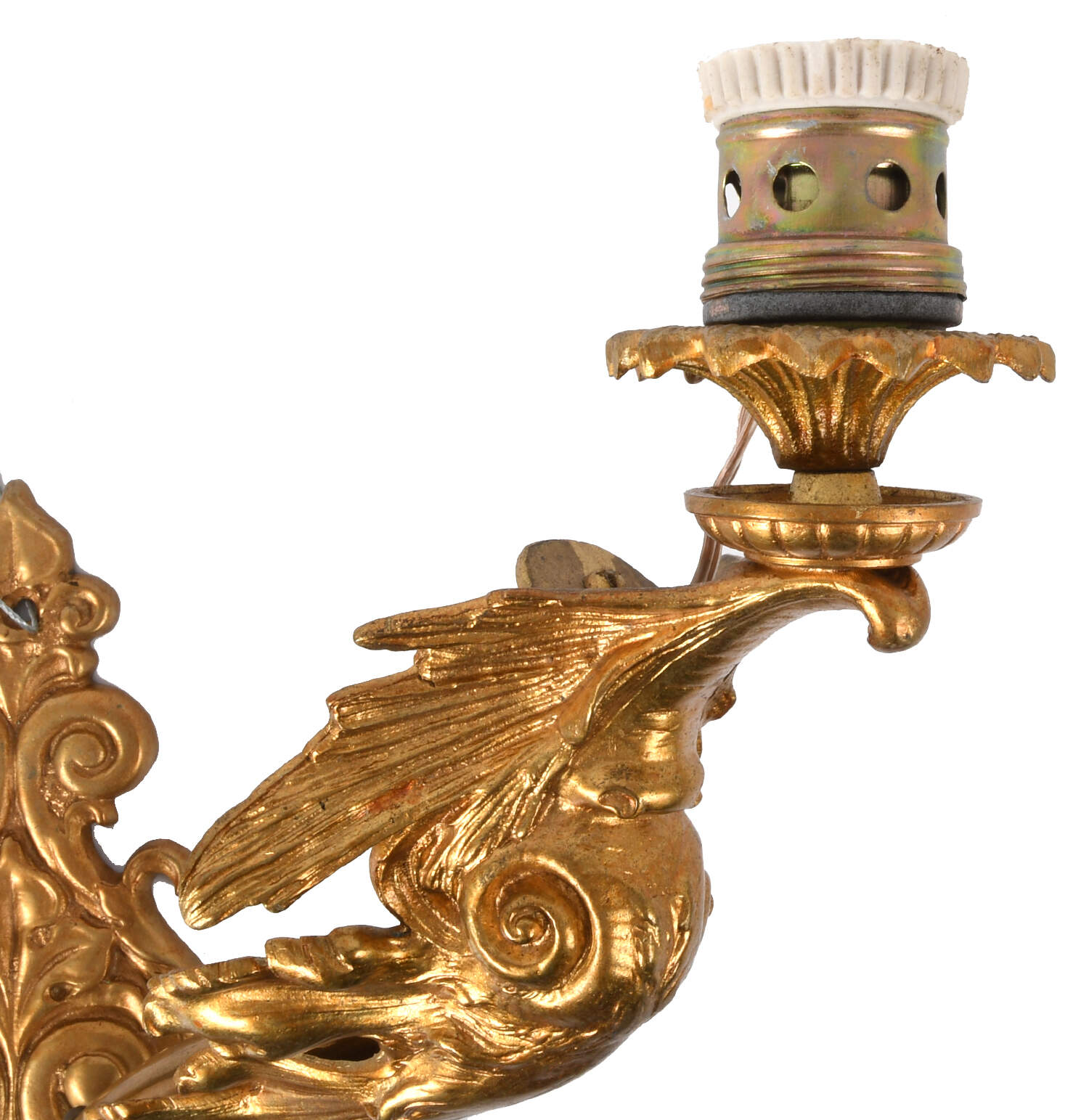 Louis XV-Style Gilt Lion's Head Two Arm Electric Wall Sconce-4