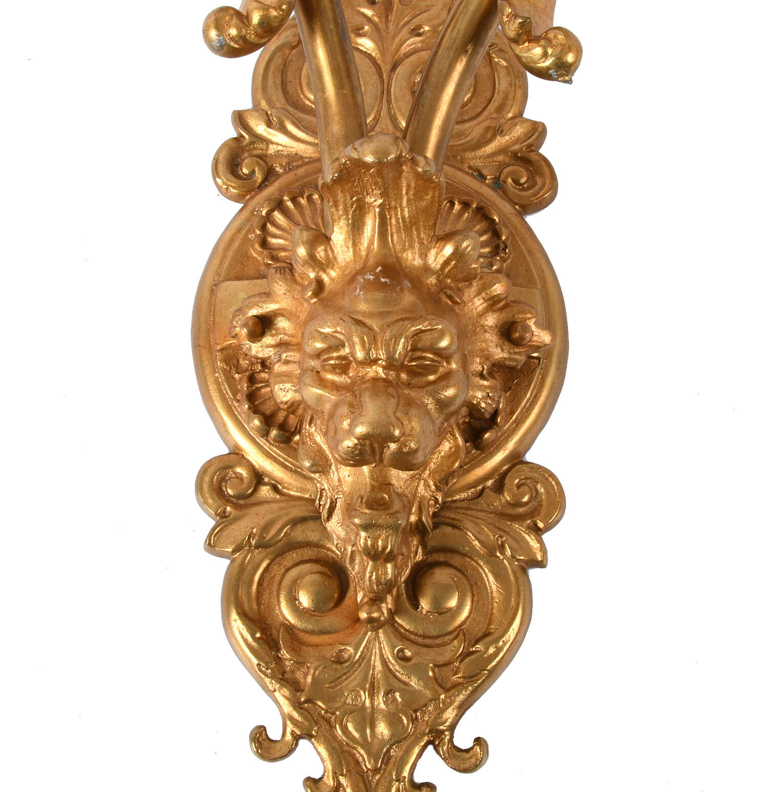 Louis XV-Style Gilt Lion's Head Two Arm Electric Wall Sconce-2