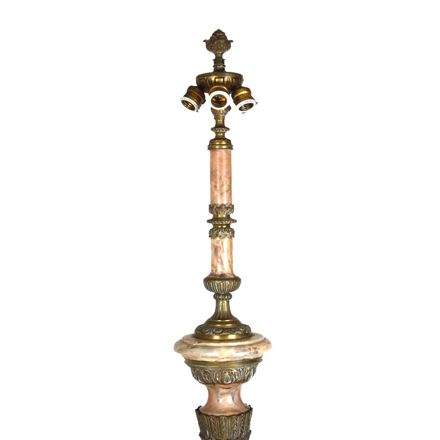 Antique Bronze and Alabaster Six Socket Torchère Floor Lamp-3