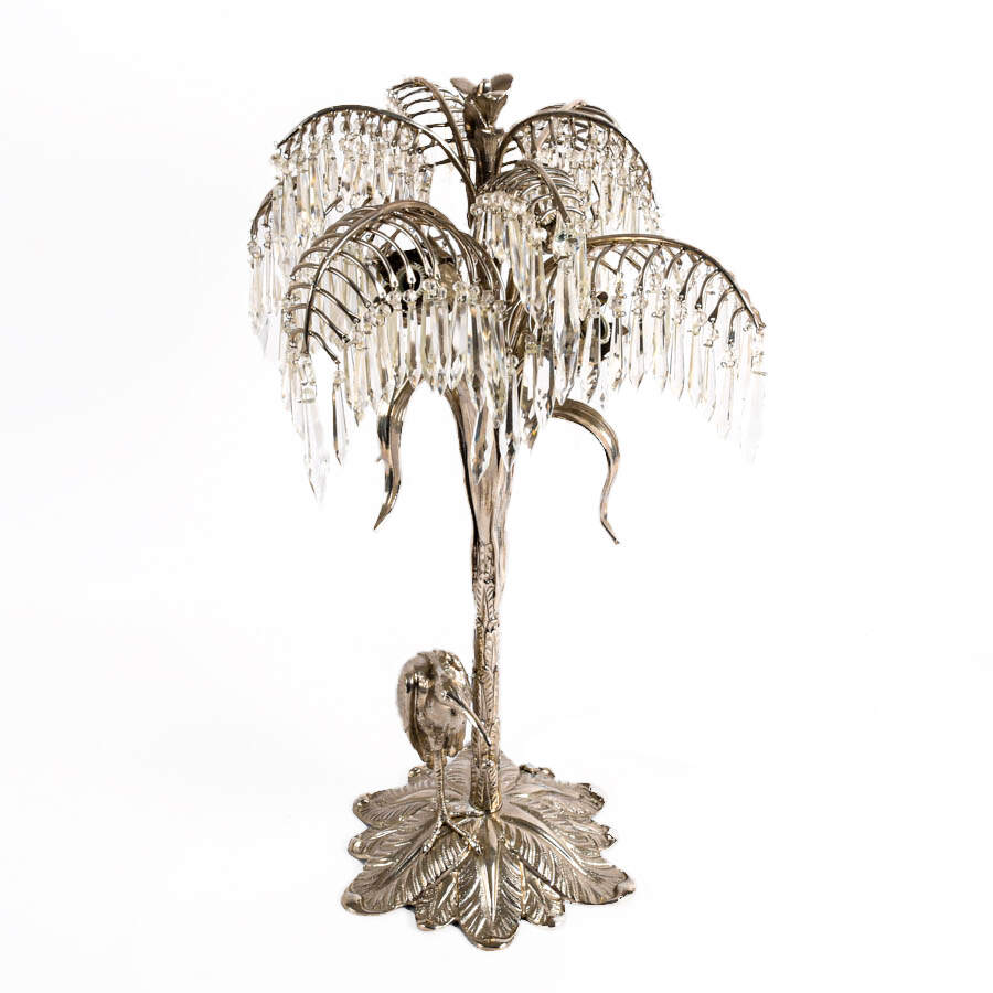 Ornate Metal Willow and Heron Table Lamp-5