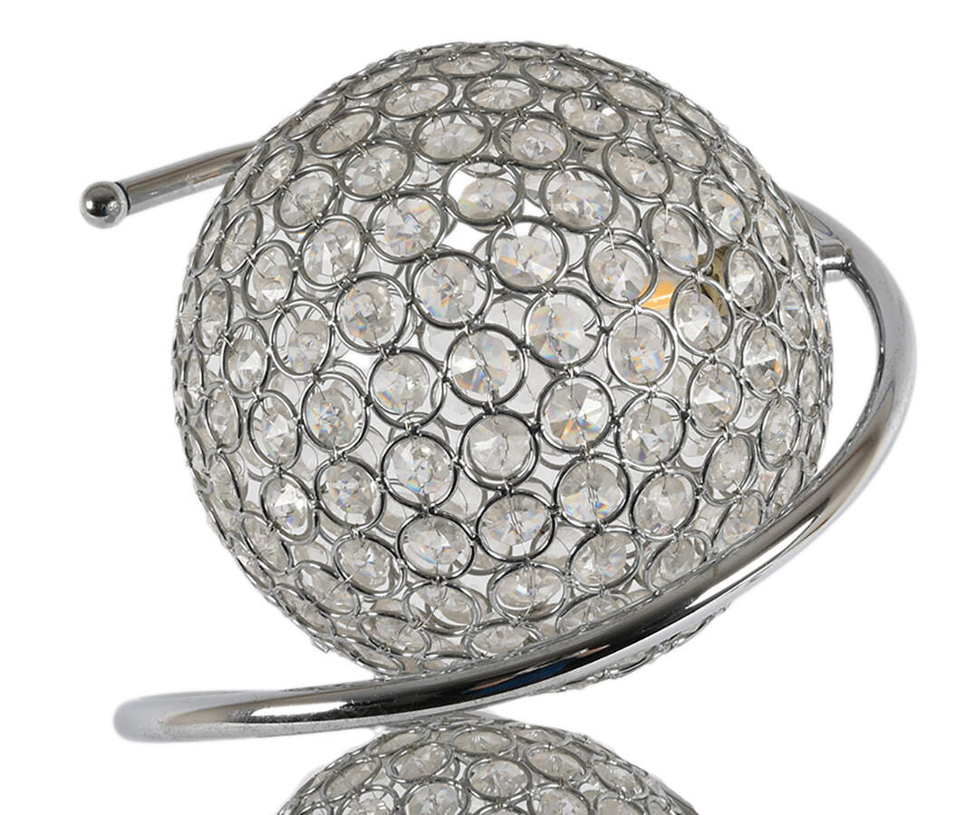 Modern Chrome Table Lamp with Crystal Spheres-2