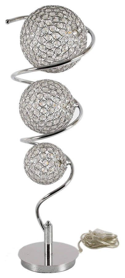 Modern Chrome Table Lamp with Crystal Spheres-1