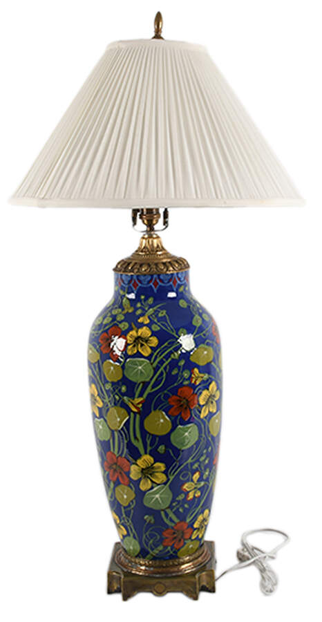Hand Applied Enamel Nasturtium Two-Light Table Lamp-1