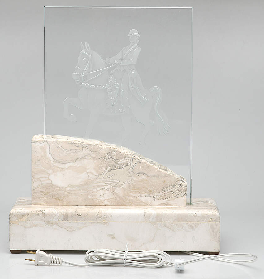 Benson/Lane Design Studio Etched Glass Table Lamp-1
