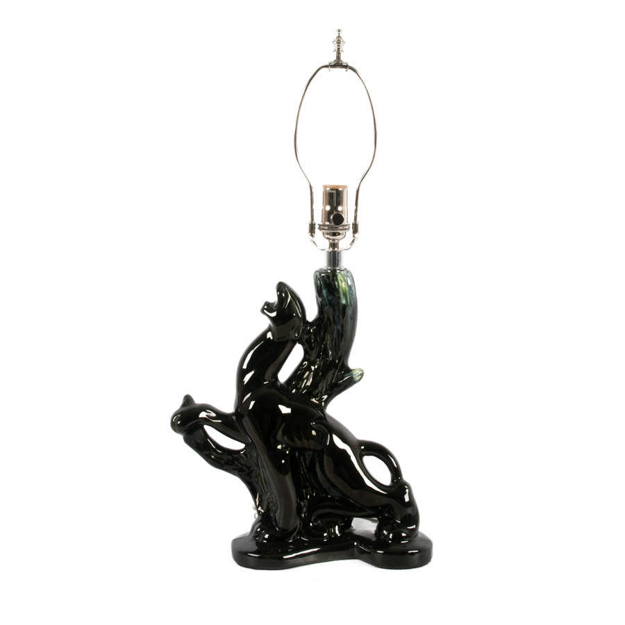 Mid-Century Modern Black Panther Table Lamp-1