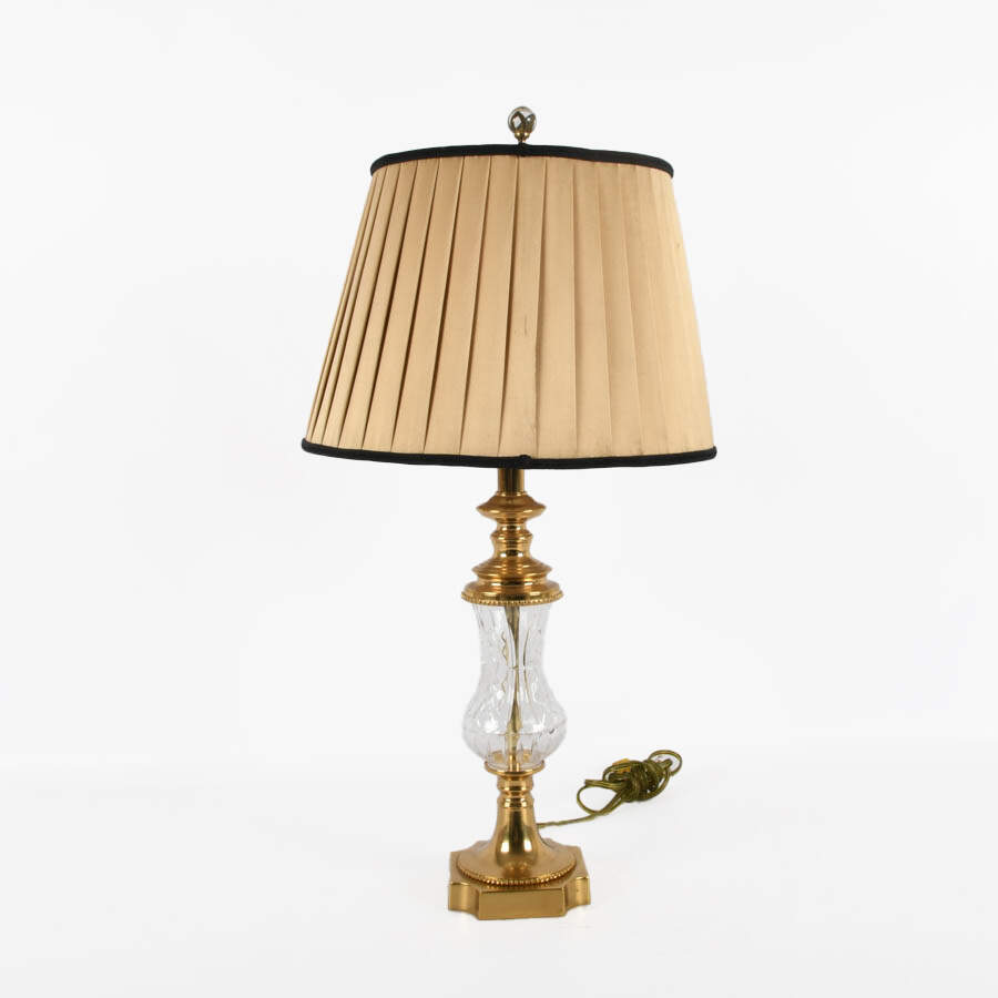 Large Brass and Crystal Table Lamp-1