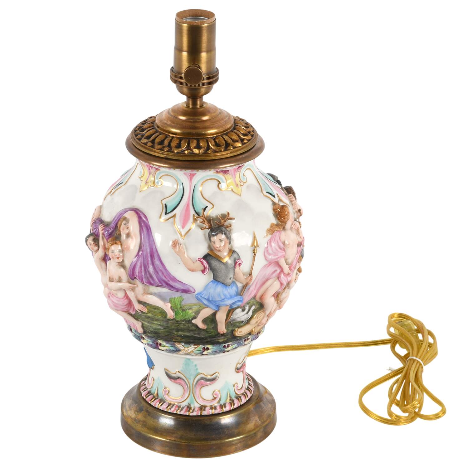 Antique Converted Capodimonte Vase Table Lamp-5