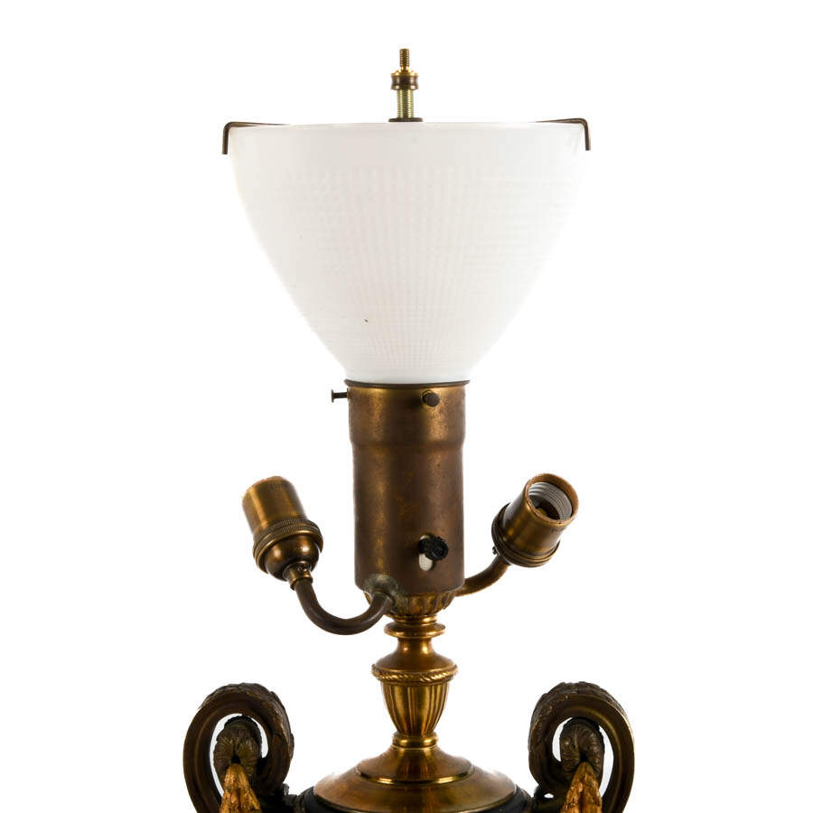 Antique French Classical Mounted Rams' Head Table Lamp-2
