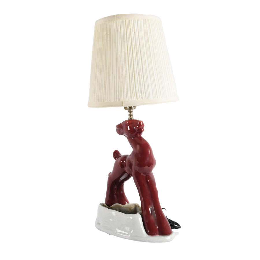 Mid-Century Modern Burgundy Deer Table Lamp-4