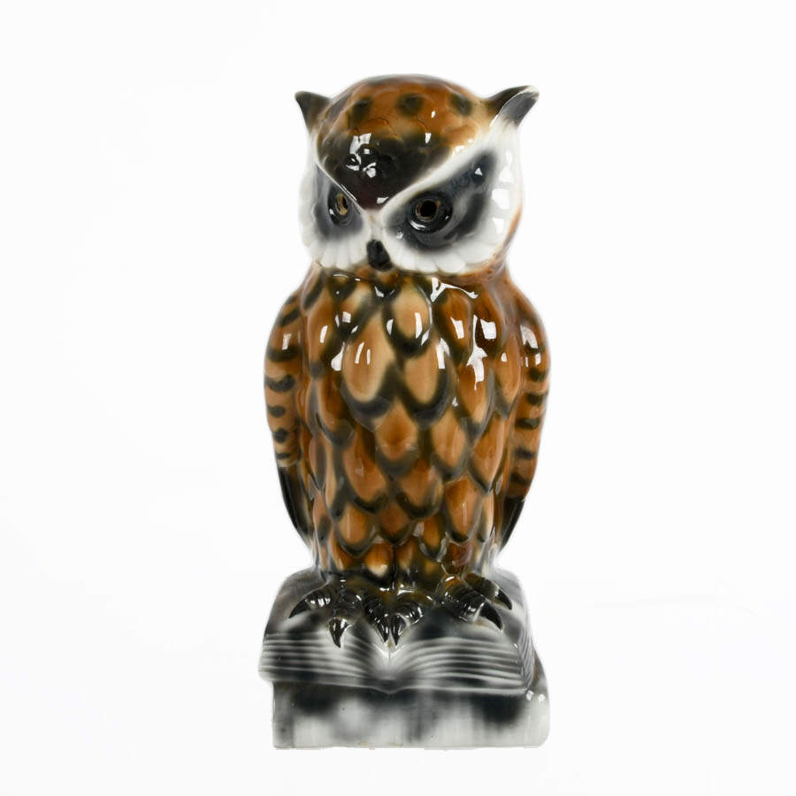 Mid-Century Modern Ceramic Owl Table Lamp-1