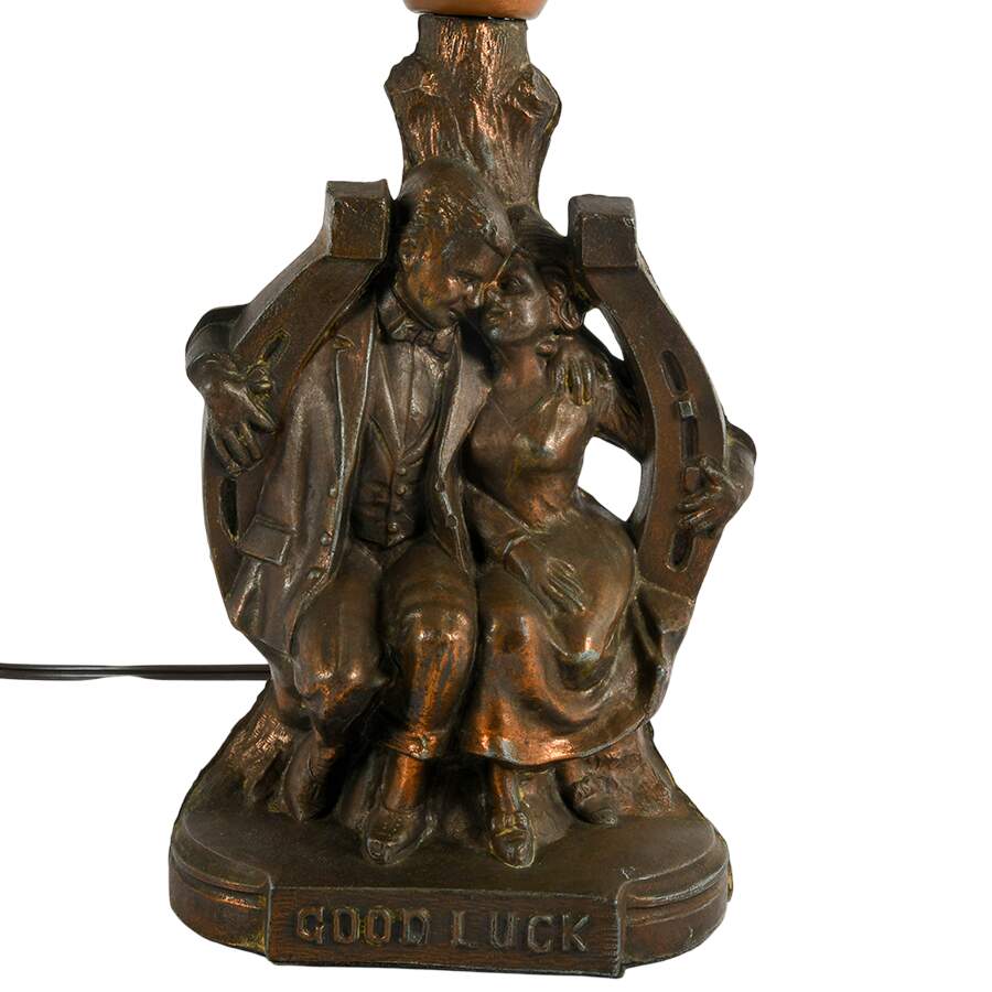 Art Deco Cast Metal Figural Couple Table Lamp-9