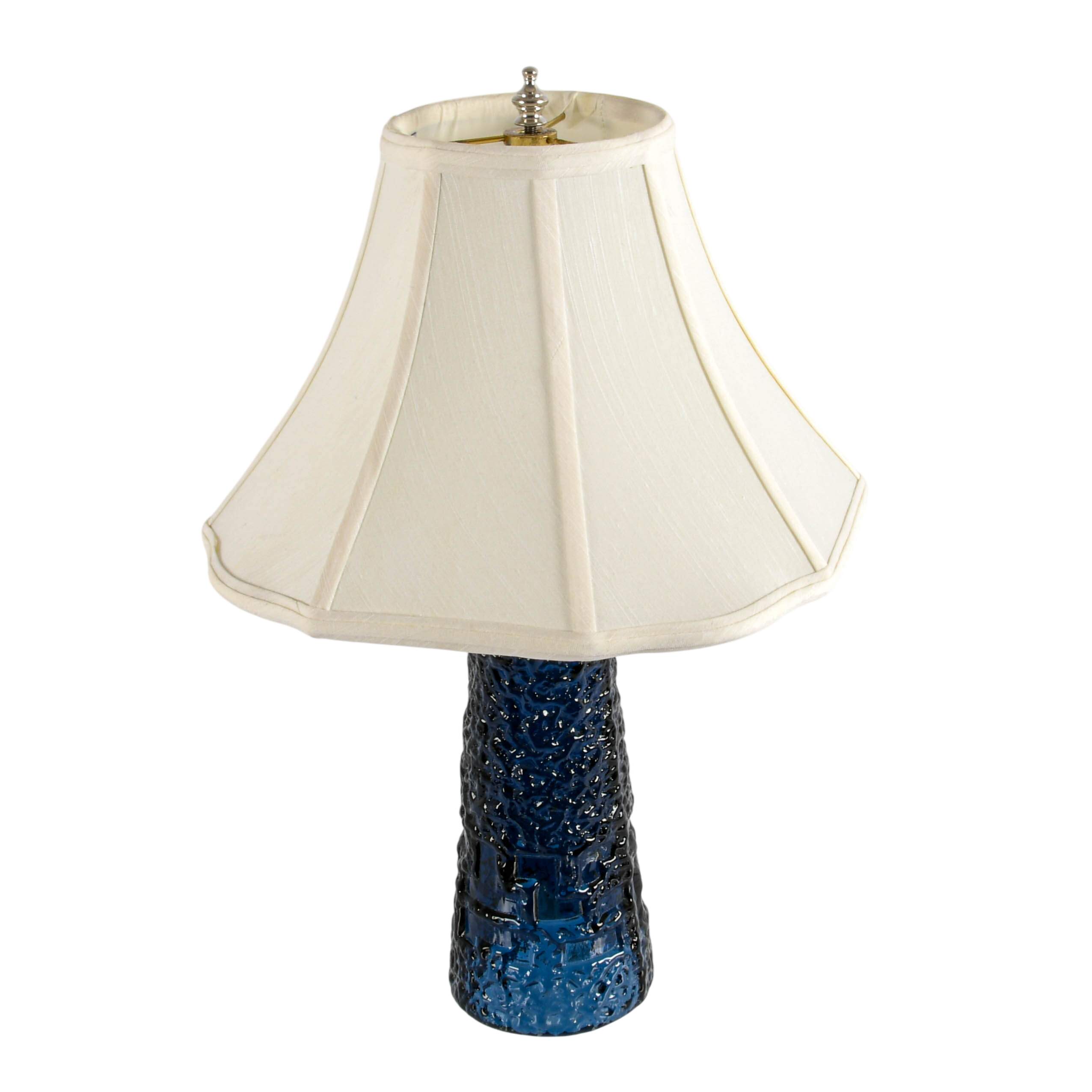 Mid-Century Modern Blue Art Glass Table Lamp-3