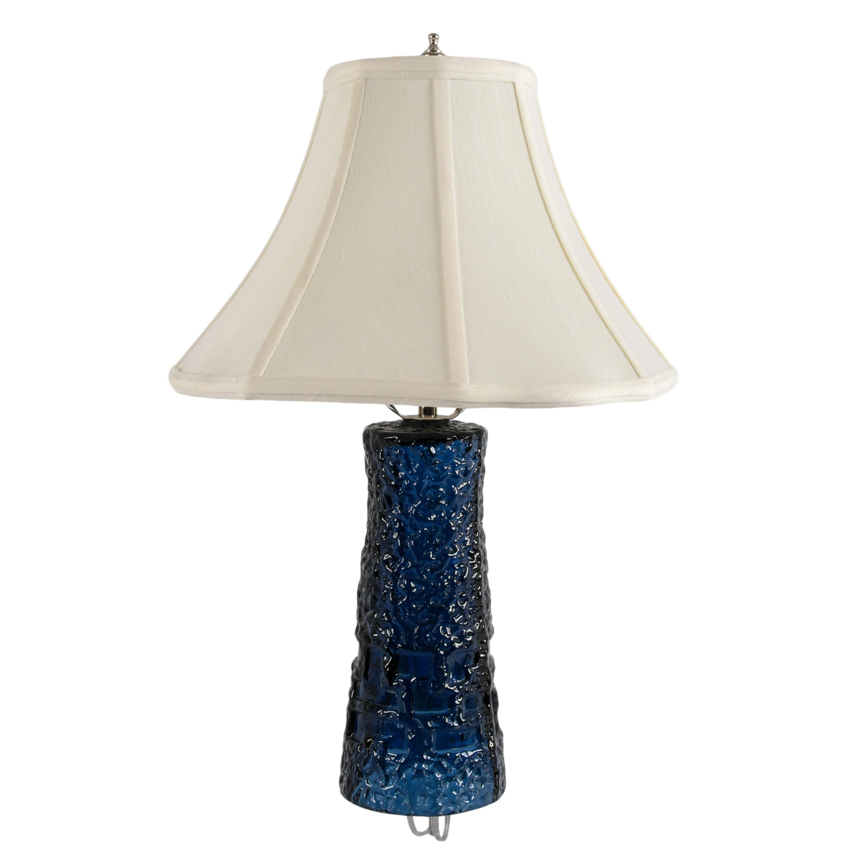 Mid-Century Modern Blue Art Glass Table Lamp-1