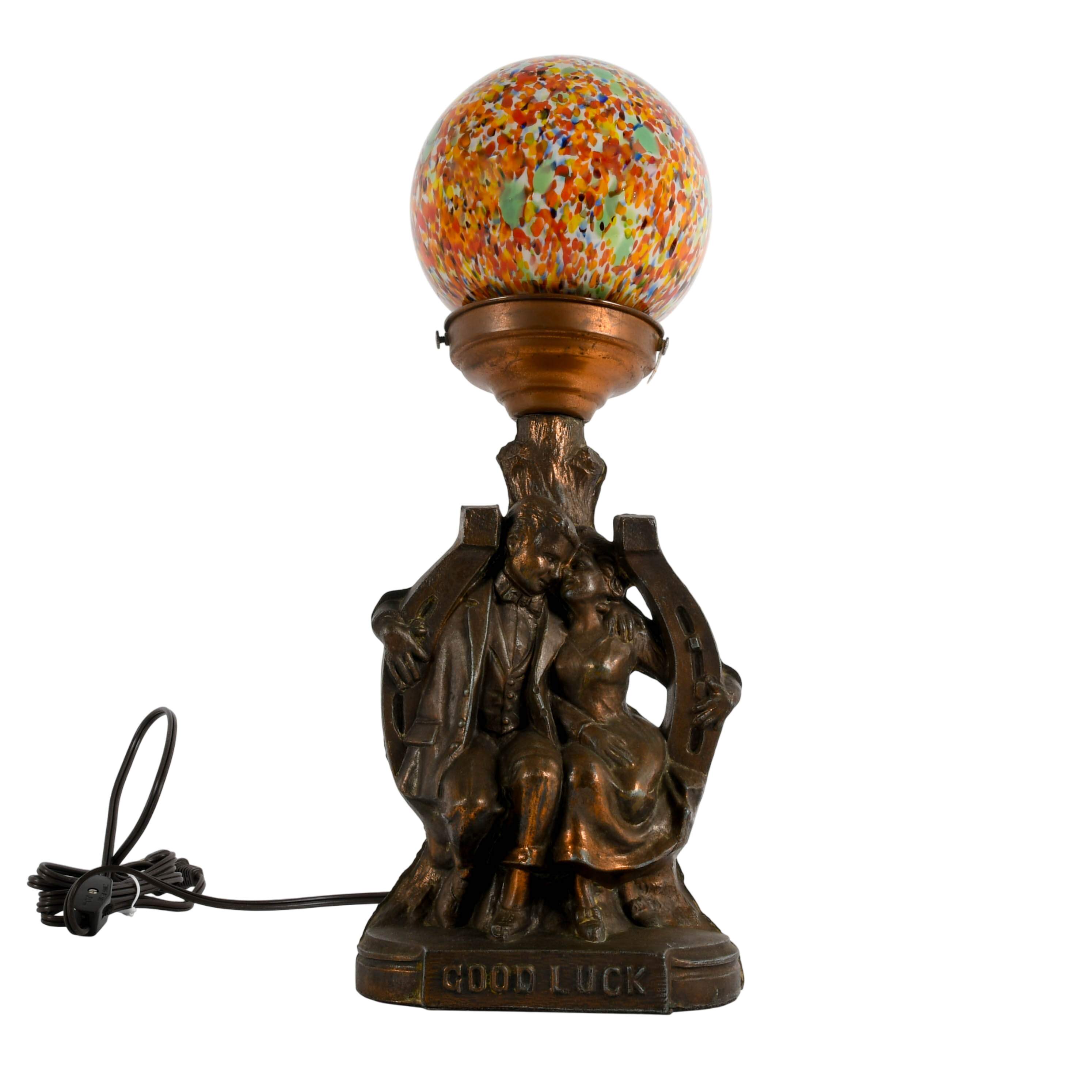 Art Deco Cast Metal Figural Couple Table Lamp-2