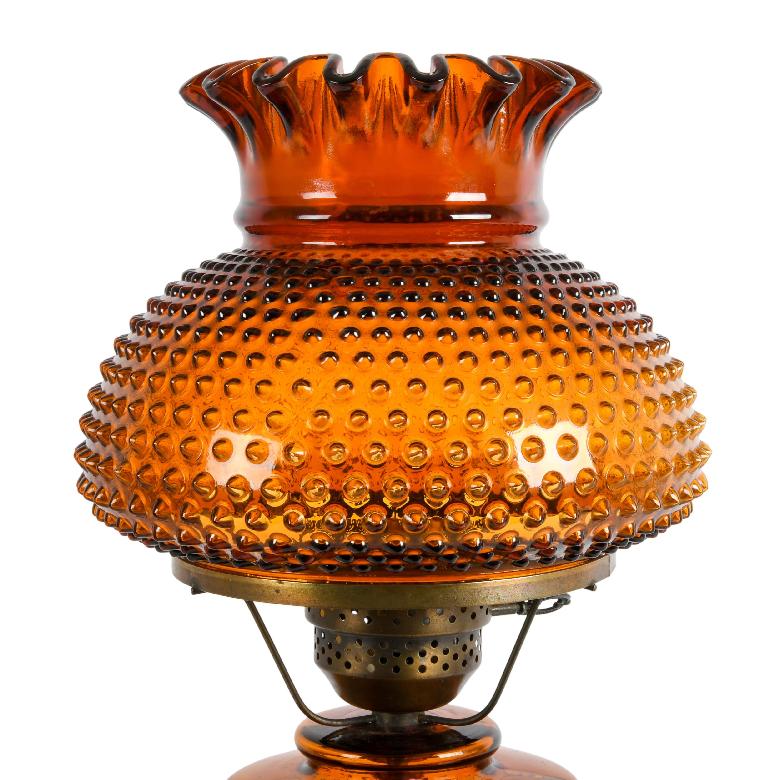 Amber Hobnail Glass "Gone with the Wind" Table Lamp-4