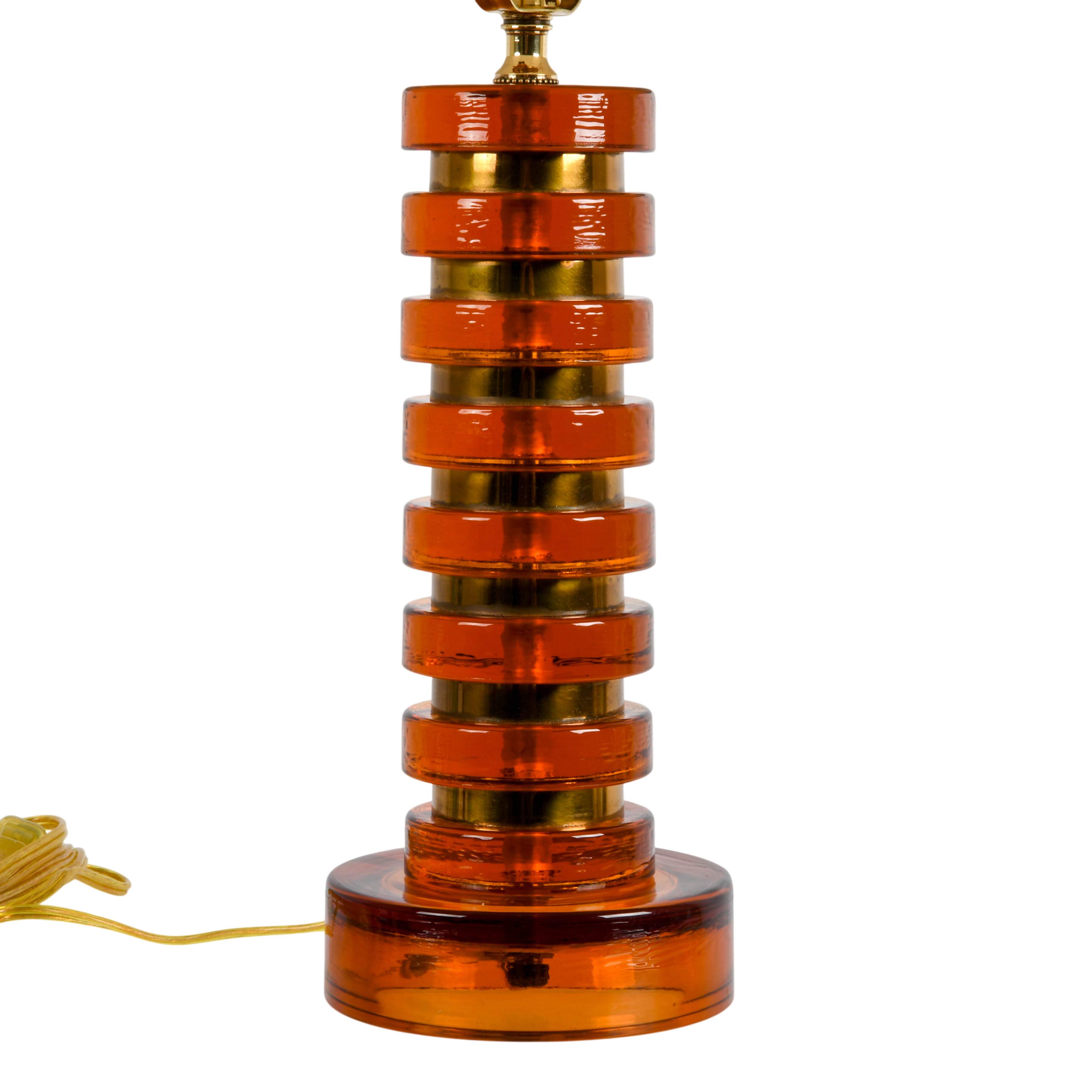 Mid-Century Modern Amber Lucite Table Lamp-4
