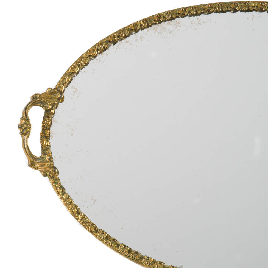Hollywood Regency Ornate Scroll Handle Vanity Mirror-3