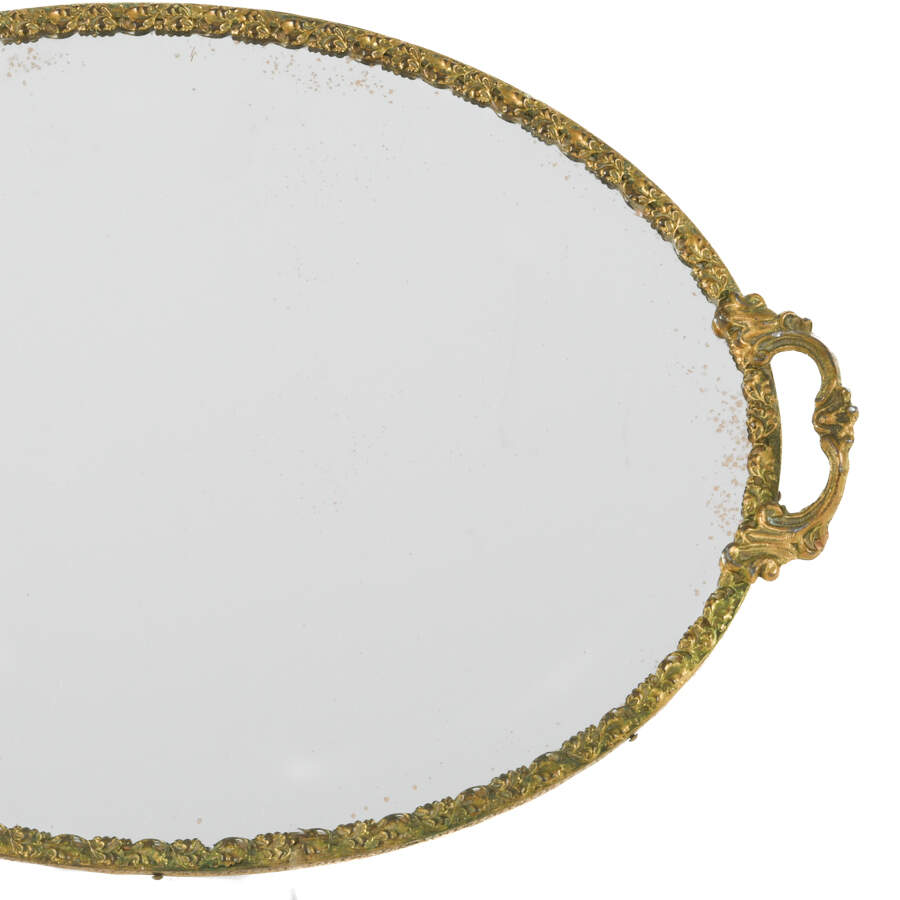 Hollywood Regency Ornate Scroll Handle Vanity Mirror-2