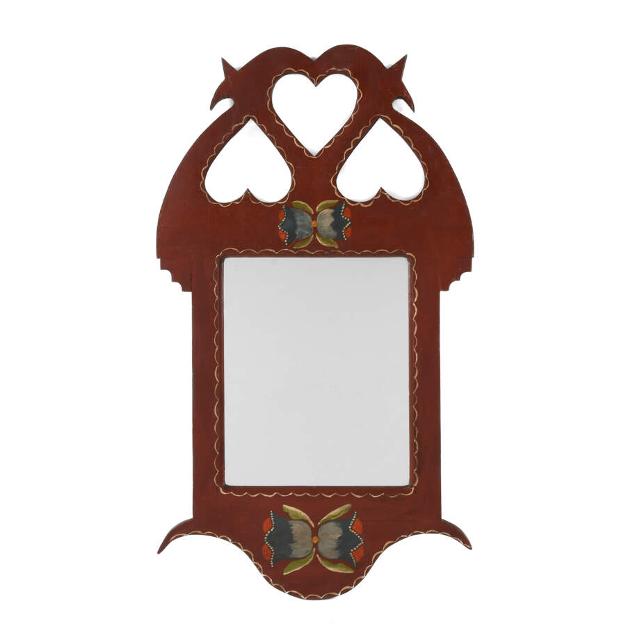 Folk Art-Style Hand-Painted Wall Mirror-1