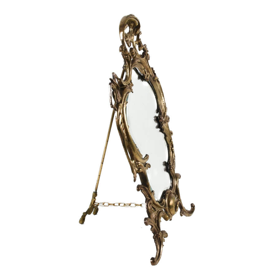 Antique Ornate Brass Dresser Mirror Attributed to Bradley & Hubbard-4