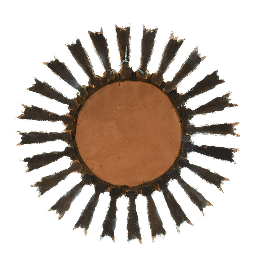 Hand-Crafted Copper Wood Decorative Sunburst Wall Mirror-4