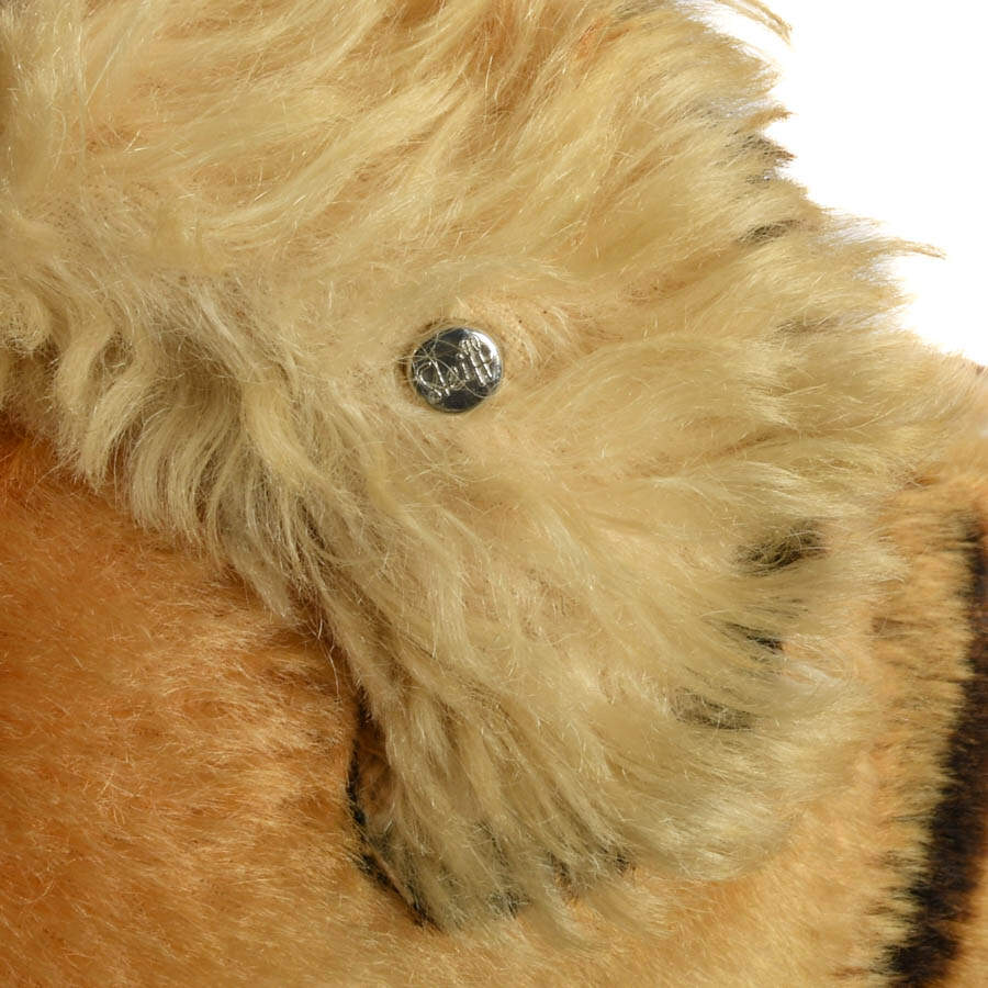 Large Steiff Mid-Century Mohair Laying Tiger Plush Toy-6
