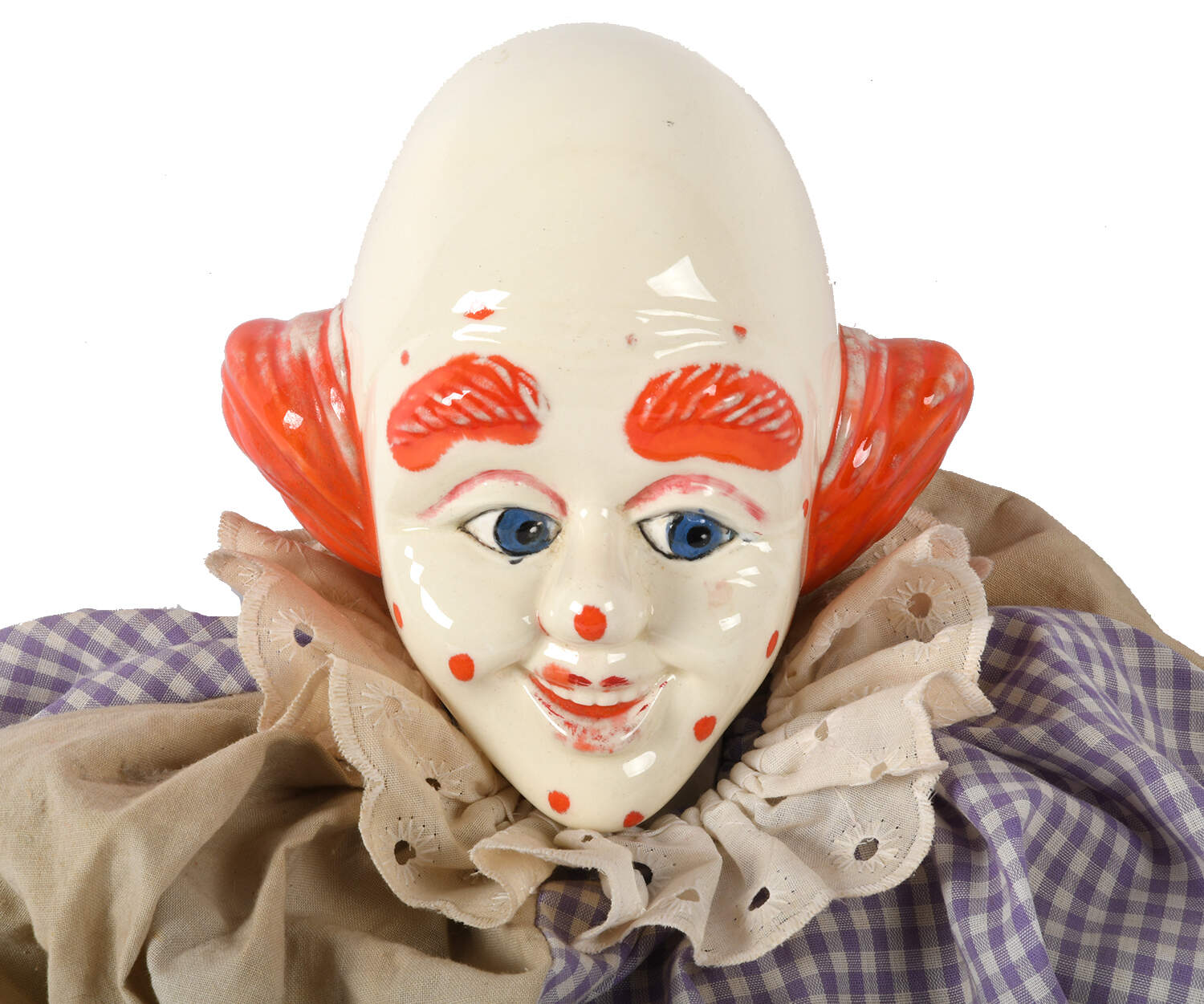 Porcelain and Cloth Clown Doll-4