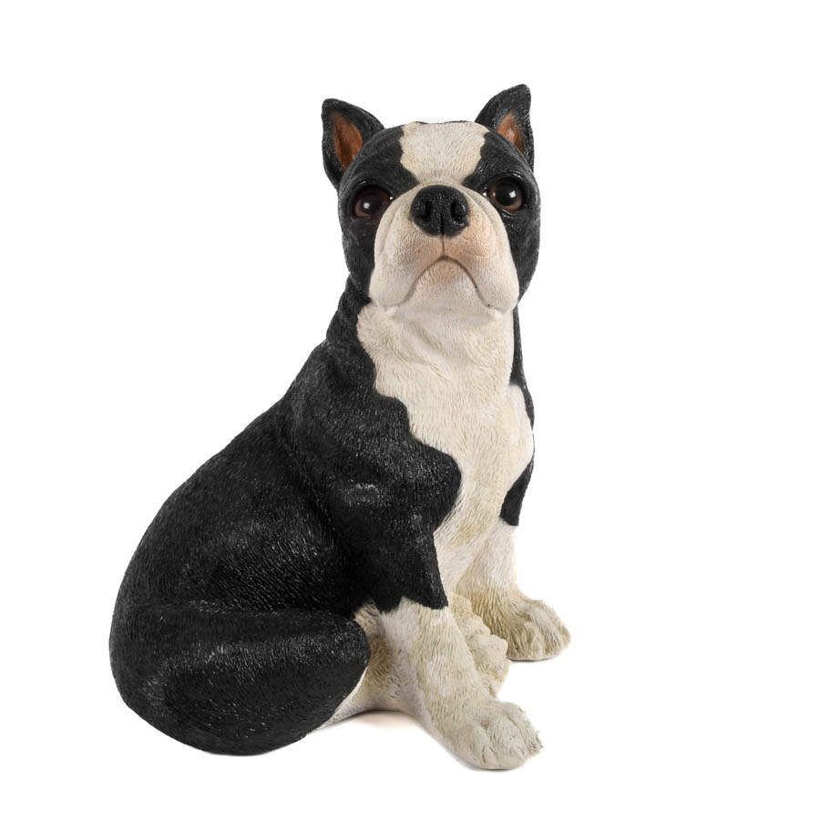 Mid-Century Modern Chalkware Boston Terrier Dog Sculpture Bank-9
