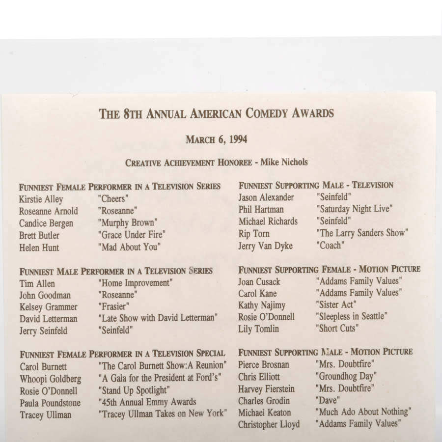 Signed 8th Annual American Comedy Awards Rosie O'Donnell Award-8