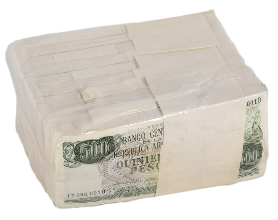 Sealed Brick of Uncirculated 500 Pesos Republica Argentina Banknotes-1