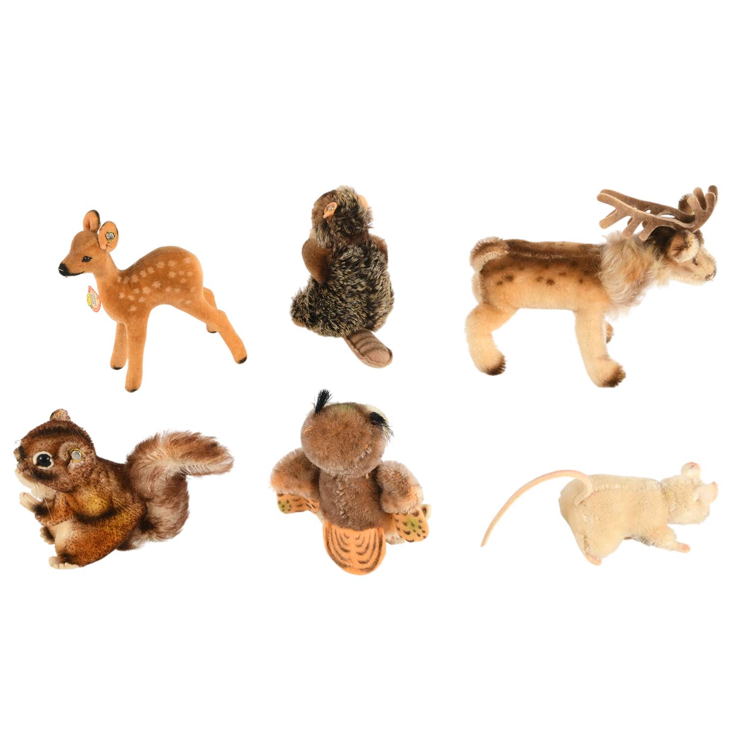 Set of Six Steiff Miniature Plush Forest Animals-2