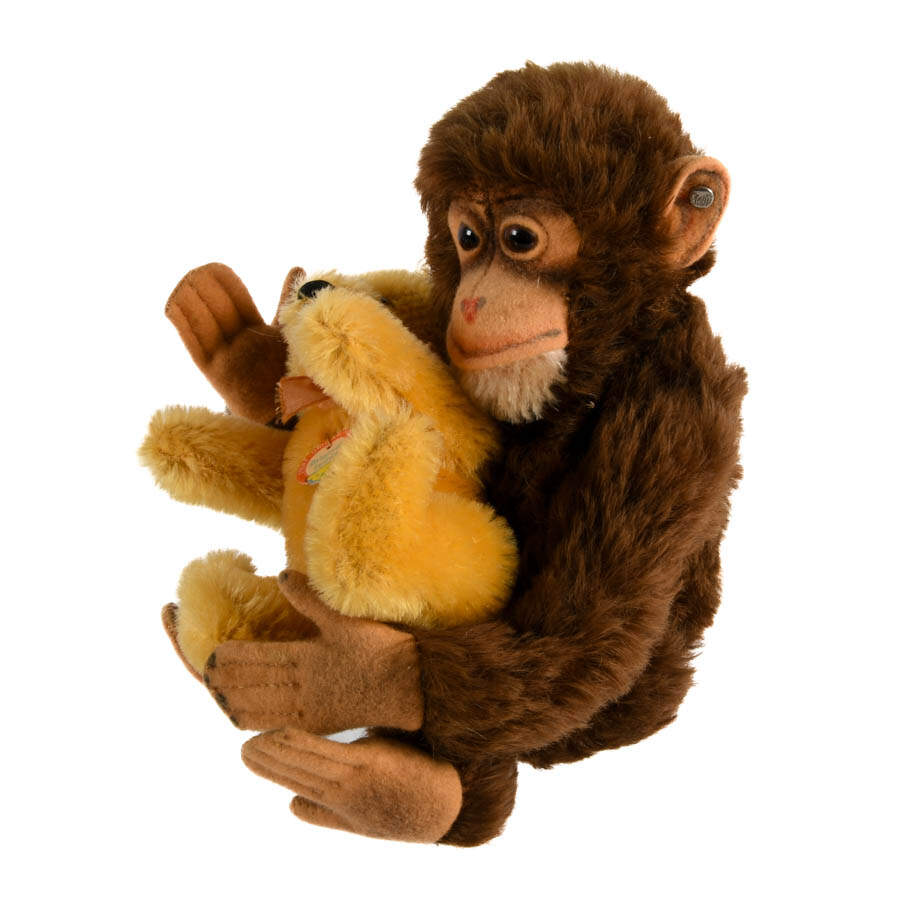 Pair of Steiff Plush Animals Gold Original Teddy and Jocko Chimp-2