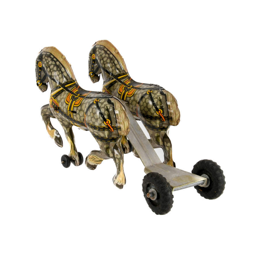Tin Litho Mar Pull Double Horse Toy-3
