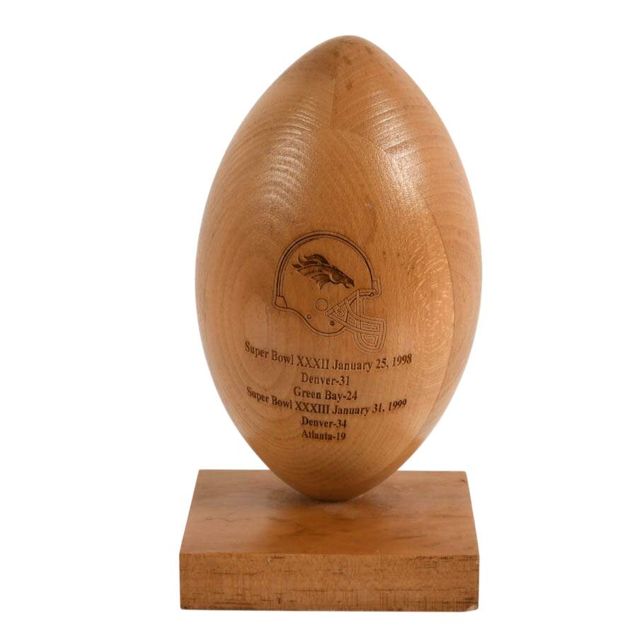 Grid Works Incorporated Super Bowl XXXII Limited-Edition Wood Football-5